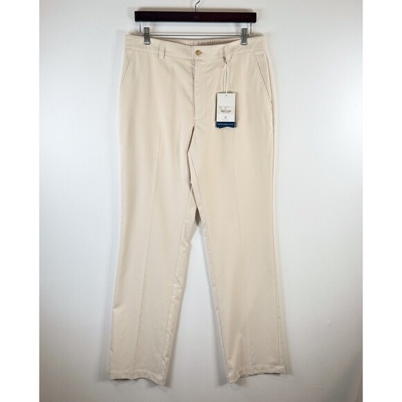 NWT Cutter Buck Mens Pants Beige Chino Straight Performance Stretch Golf 33x34 - Picture 1 of 11
